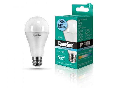 Лампа Camelion LED 20Вт Е27 4500К колба А65 (1/10/100шт)
