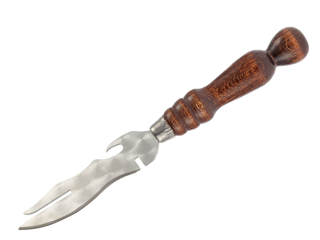 Нож-вилка для шашлыка с деревянной ручкой (1/50шт)