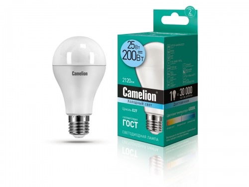 Лампа Camelion LED 25Вт Е27 4500К колба А65 (1/10/100шт)