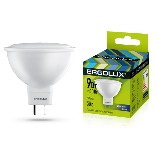 Лампа Ergolux LED 9Вт 6500K GU5.3 JCDR (1/10/100шт)
