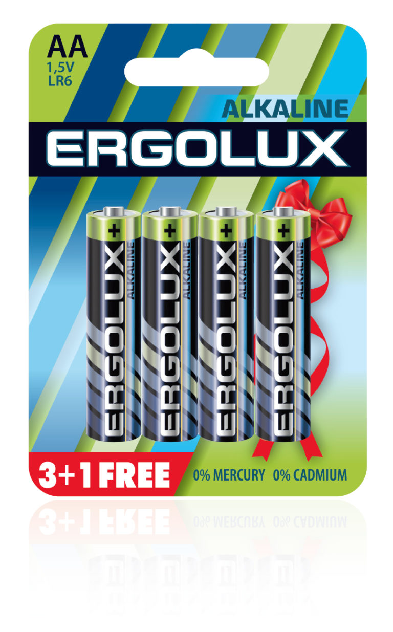 Э/п Ergolux LR6 Alkaline BL3+1 (LR06 BL3+1 батарейка,1.5В) (4/40/720шт) ПРОМО