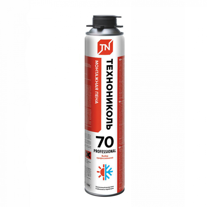 Пена монтажная профессиональная ТЕХНОНИКОЛЬ 70 PROFESSIONAL всесезонная 1020г (3/12/816шт)
