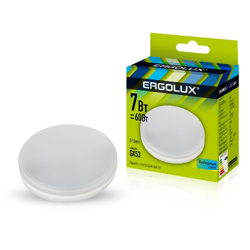 Лампа Ergolux LED 7Вт GX53 4500К 180-240В (1/10/100шт)