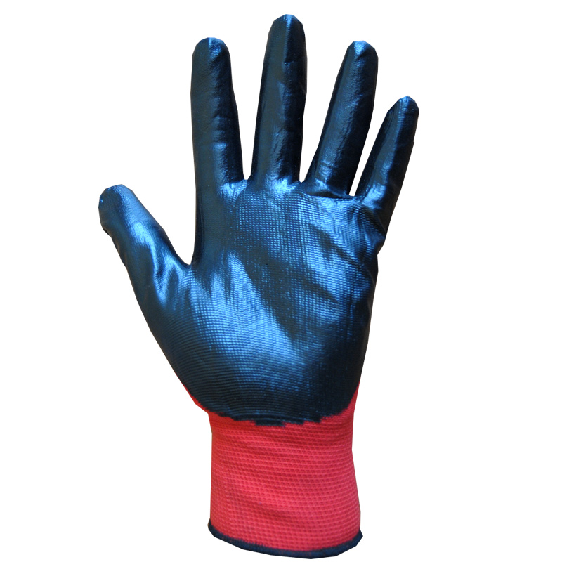 Перчатки нейлон + нитрил (красно-черные,синие) семечка (12/960)