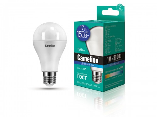 Лампа Camelion LED 17Вт Е27 6500К колба А65 (1/10/100шт)