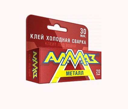 Холодная сварка "АЛМАЗ" 2К металл 20гр (аналог POXIPOL) (1/48шт)