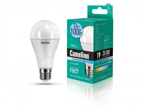 Лампа Camelion LED 13Вт Е27 4500К колба А60 (1/10/100шт)