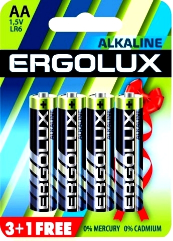 Э/п Ergolux LR6 Alkaline SR4 (LR6 SR4батарейка,1.5В) (4/60/720шт)