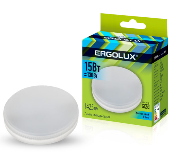 Лампа Ergolux LED 15Вт GX53 4500К 180-240В (1/10/100шт)