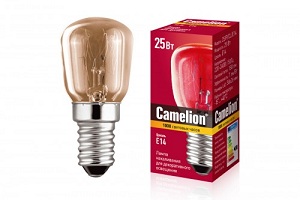 Лампа накаливания Camelion для холодильников и декор.подсветки 25w Е14 (1/10/500шт)