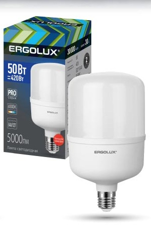 Лампа Ergolux LED HW 50Вт Е27/Е40 6500К PRO 150-260В (1/5/20шт)